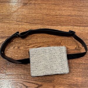 Alice & Olivia Striped Black and White Leather Belt Bag